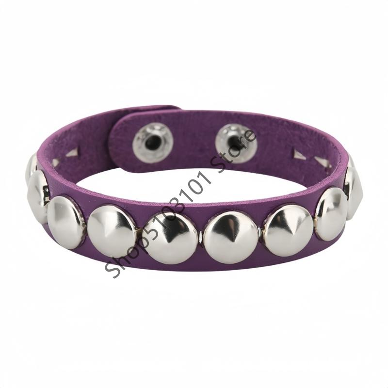 Fashion Punk Rivet Chain Bracelet Leather Hip Hop Rock Metal Bracelet Wristbands Unisex Leather Bracelet