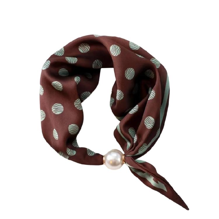 Office Ready Magnetic Neck Scarf for Women, Printed Smooth Scarflette with Clasp Closure for Daily Outfit Wear