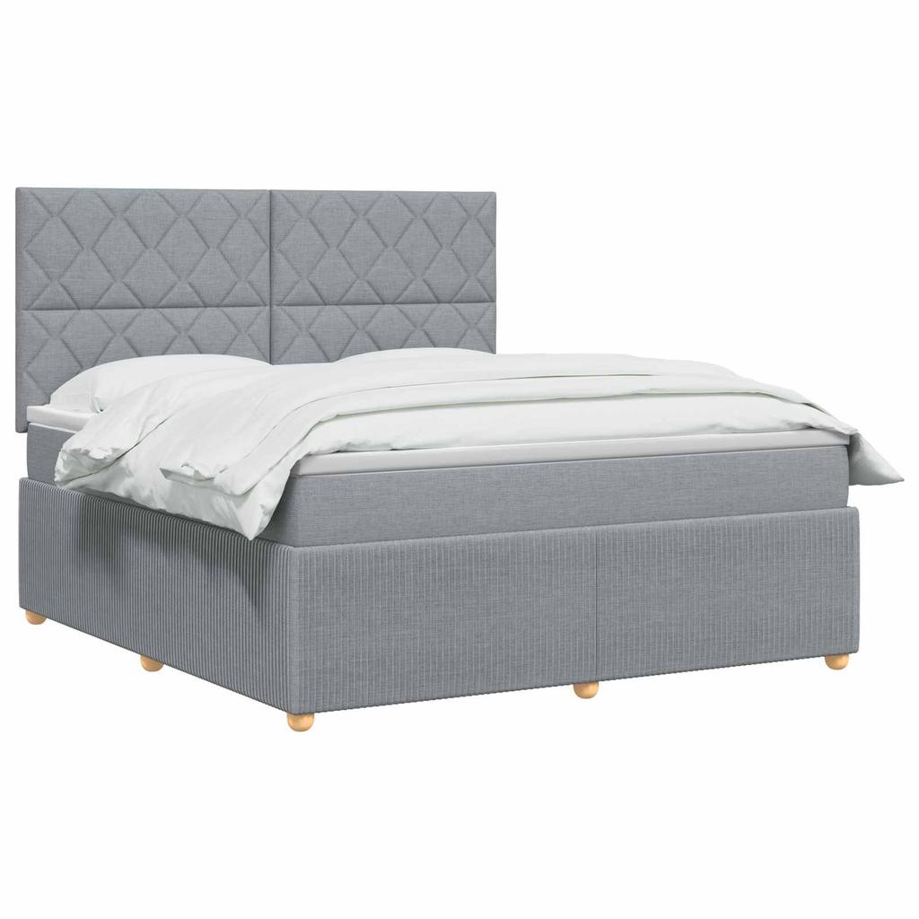 Box Spring Bed with Mattress Light Gray 160 x 200 cm Fabric