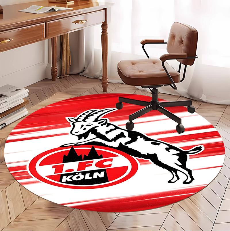 FC Köln Muster Runder Teppich, Innen-/Außenmatte, für Picknick, Spielzimmer, Schlafzimmer, Büro, Wohnzimmer, Heimdeko Teppich, Geburtstagsgeschenk