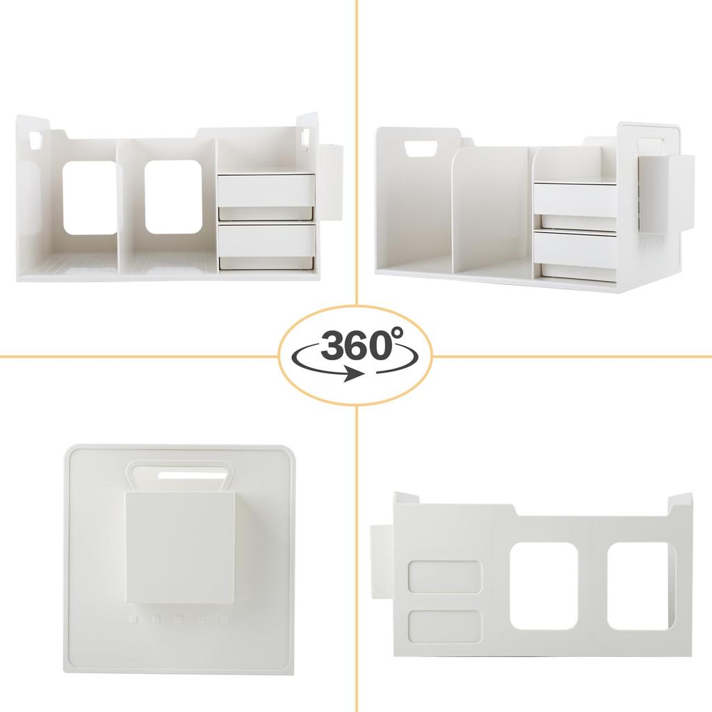 Desktop Storage No Assembly Desk Shelf with Pen Holder and Large Capacity Desk Desktop Book Desk Organizer for A4 A White ELECTRO-WEIDEWORLD Unit,