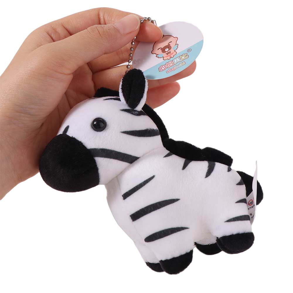 Cartoon Animal Horse Key Ring Horses Plush Donkey Small Doll School Bags Giraffe Pendant  Boy Girl