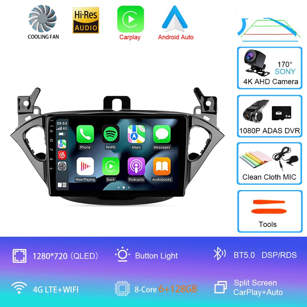 Car Radio Android 14 Carplay For Opel Corsa 2015 - 2019 or Adam 2013 -2016 Navigation GPS Multimedia Player WiFi+4G Stereo Video