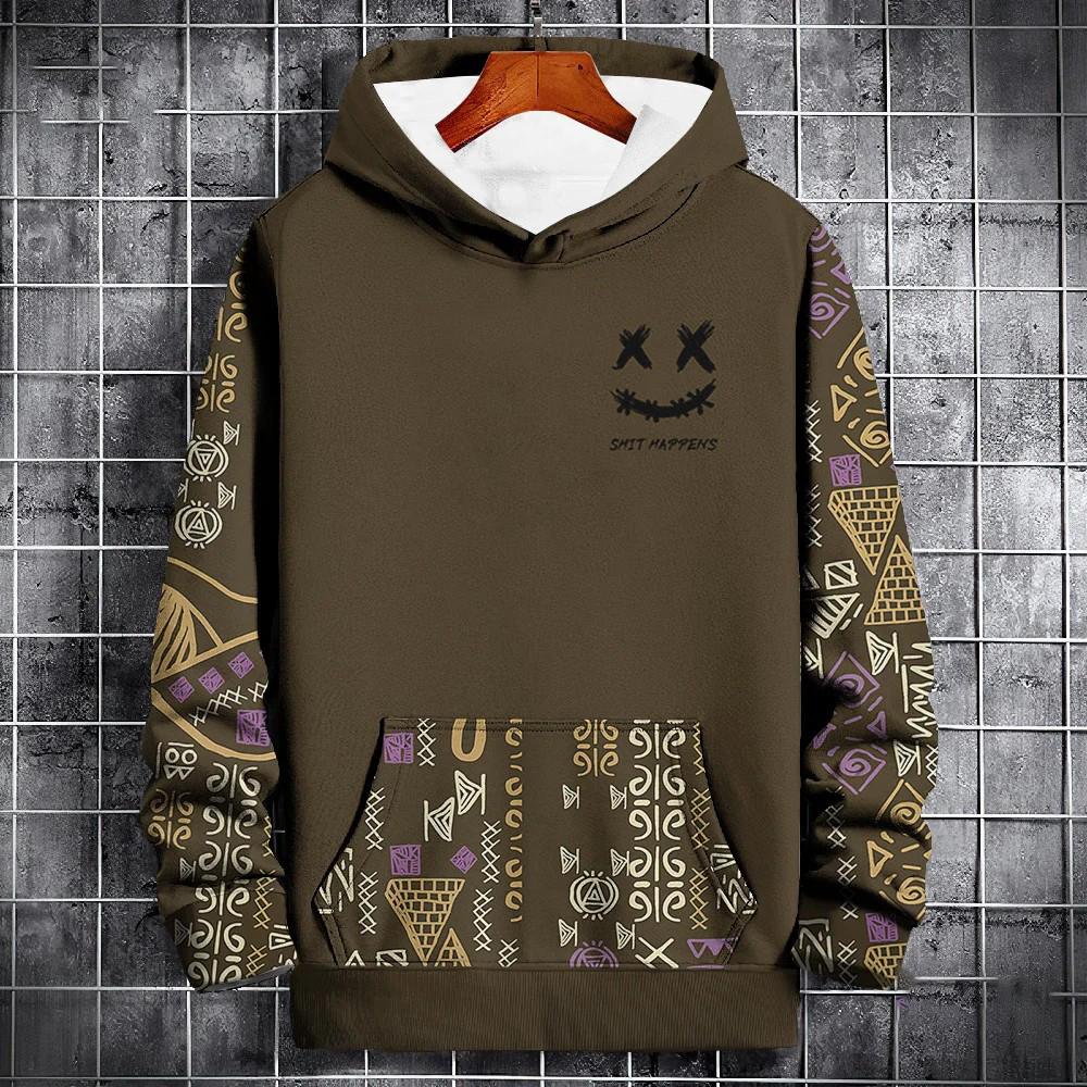 Sweat à capuche d'automne pour hommes, nouveau motif ethnique 3D, imprimé patchwork, sweat-shirt à manches longues, mode rue, pull surdimensionné