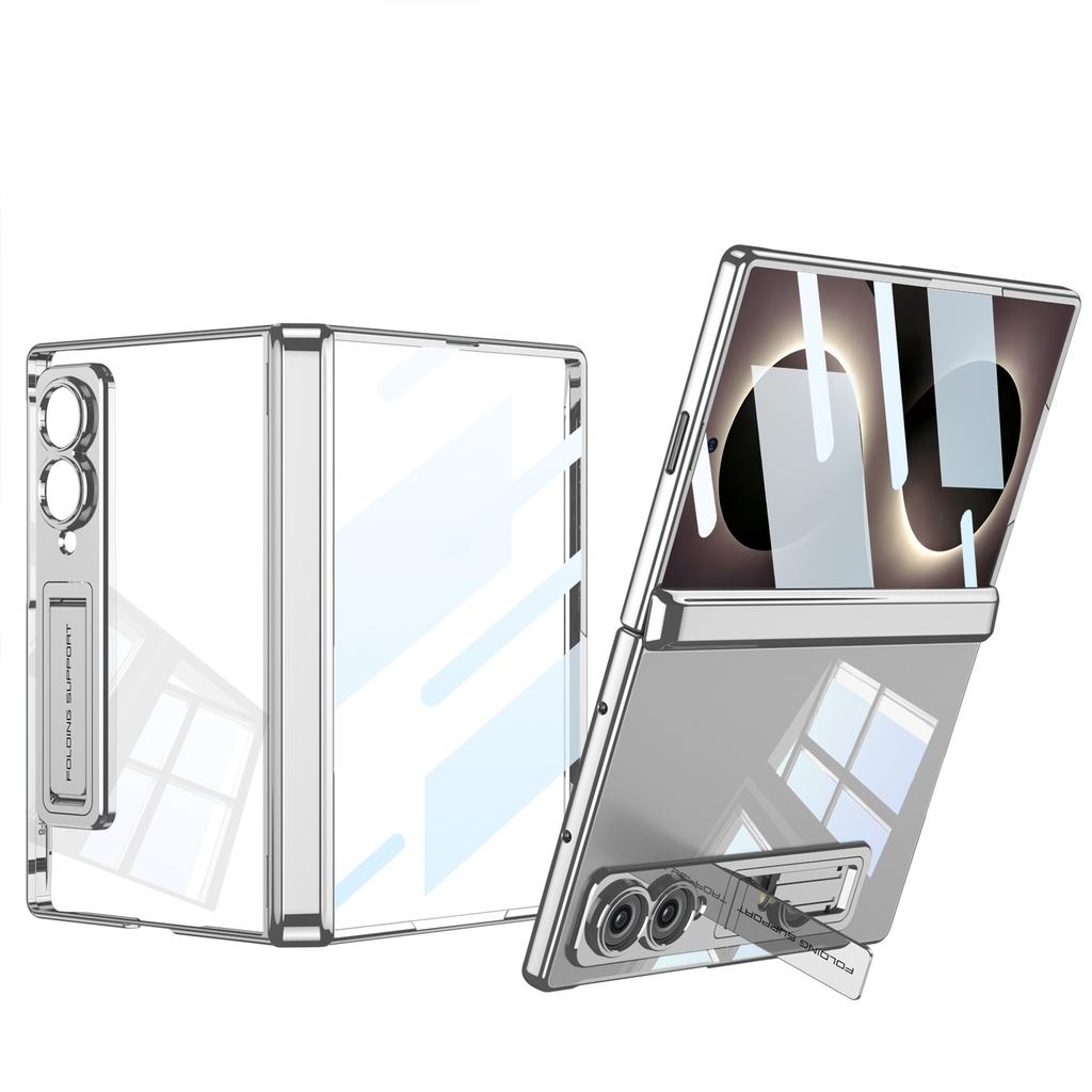 Magnetic Hinge Plating Clear Case for Samsung Galaxy Z Fold 8 Ultra Screen Glass Protective Stand Cover for Galaxy Z Fold7 Case