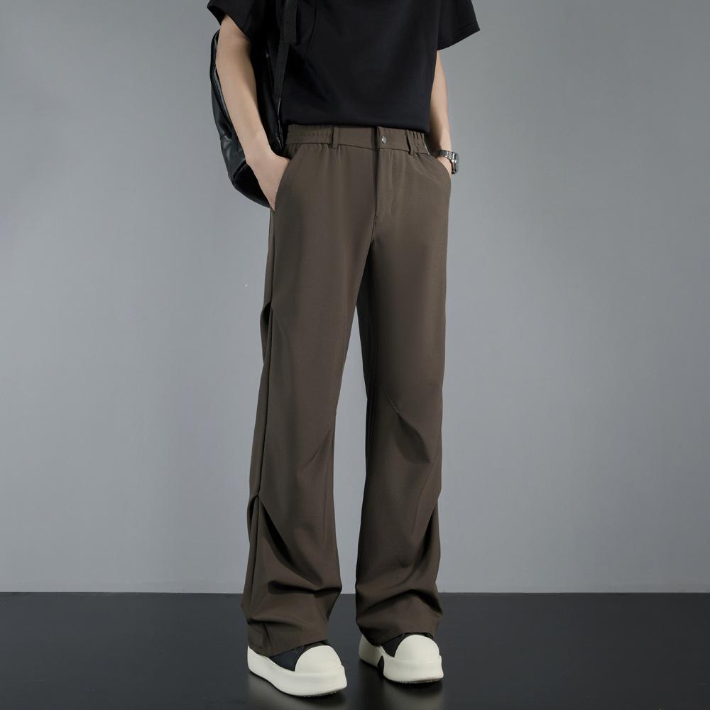 American Drape Pleated Design Paratrooper Pants Men's Loose Casual Straight High-end Black Trousers Long Pants Men