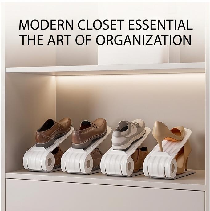 Adjustable Shoe Rack Organizer, Double Layer Thickened Shoe Storage Holder for Home Dorm Closet, 2/10 Packs
