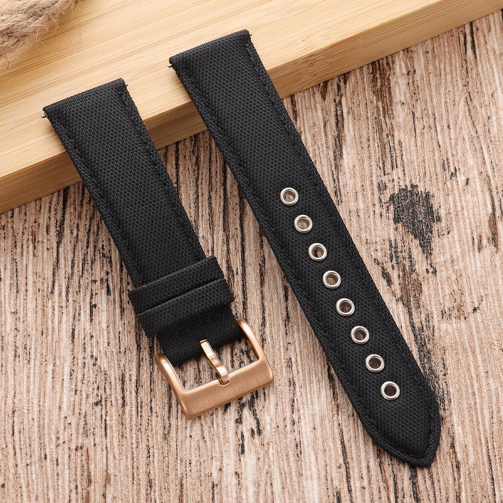Quick Release Nylon Vintage Sailcloth Watch Strap 22mm Butterfly Buckle Business Men Women Black for Omega for Seiko Watchband
