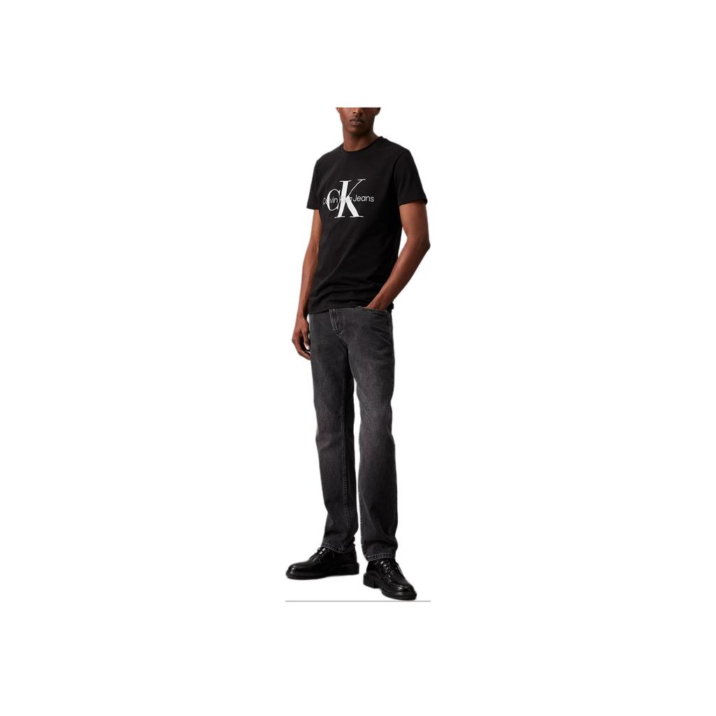 Calvin Klein T-shirt Unisex Nera a Maniche Corte con Logo Stampato Girocollo Vestibilità Aderente J30J320935-BEH