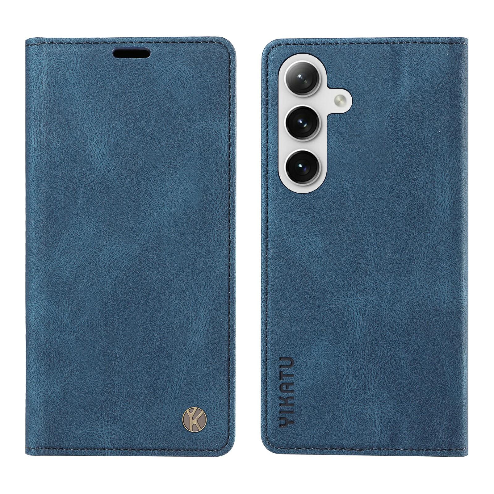 

YIKATU YK-004 For Samsung Galaxy S25/S24 Case Wallet Leather Magnetic Clasp Phone Cover Blue