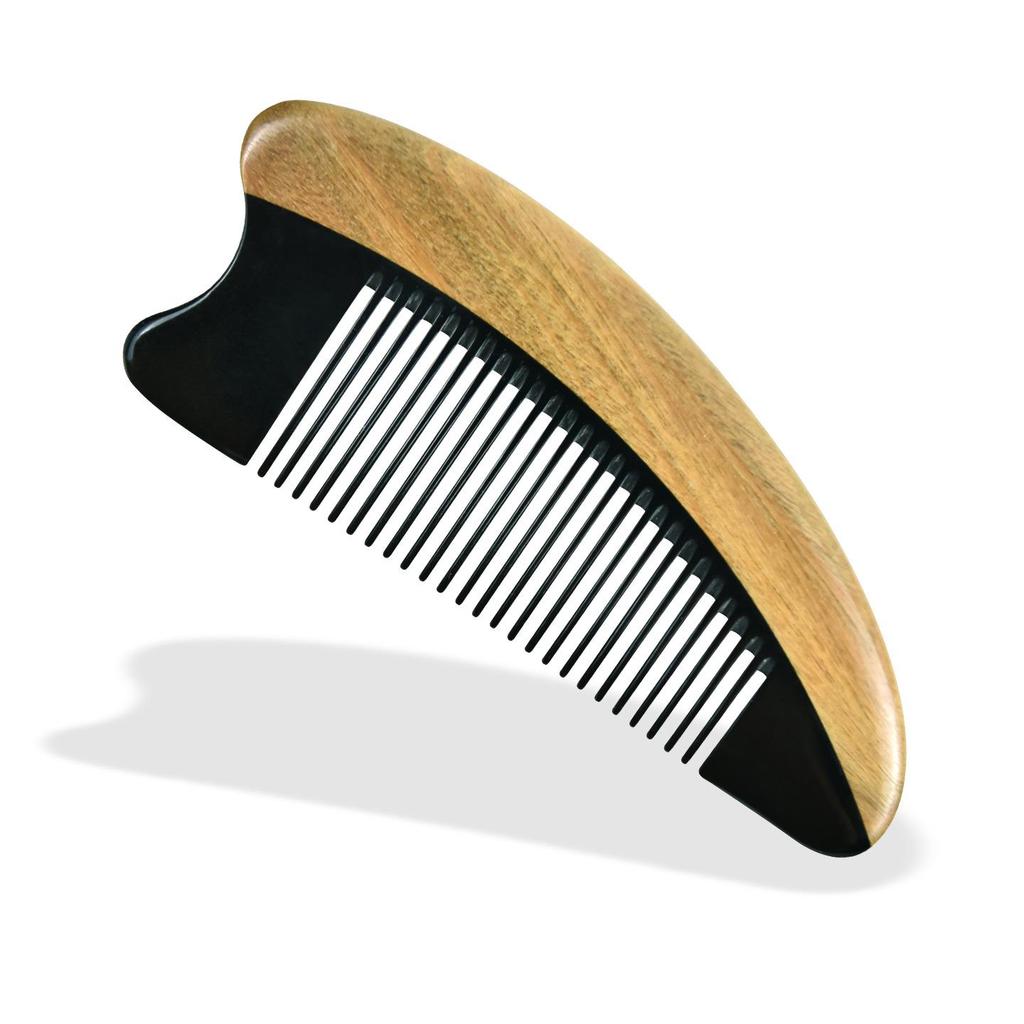 Portable Jade Sandalwood and Cow Horn Comb for Men & Women - Free Custom Engraving Gift Comb