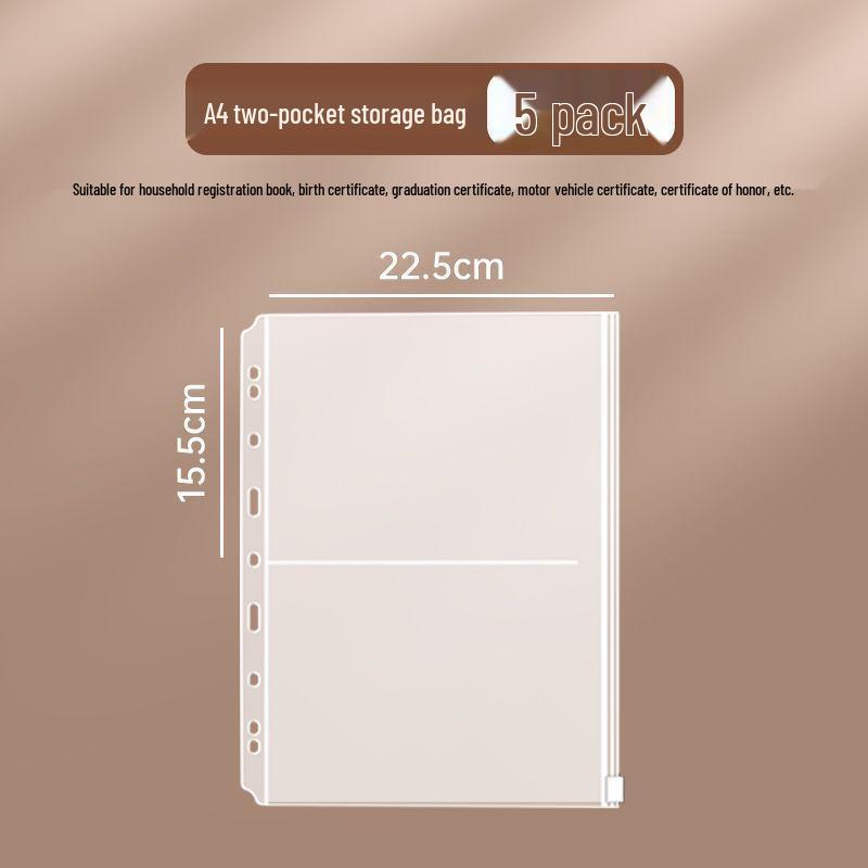A4 Large Capacity Family Document Organizer with Transparent Pages for Birth Certificates and Household Registers