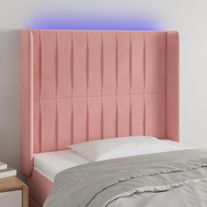 VidaXL Tête de Lit à LED Meuble de Chambre à Coucher Accessoire de Lit Simple Tête de Cadre de Lit Intérieur Rose 3124327