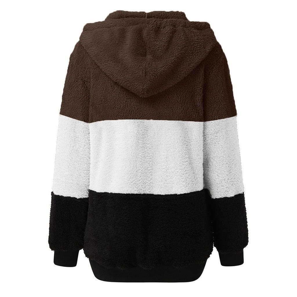 Women Fashion Hooded Sweatshirt Coat Winter Warm Pocket Cotton Coat Outwear