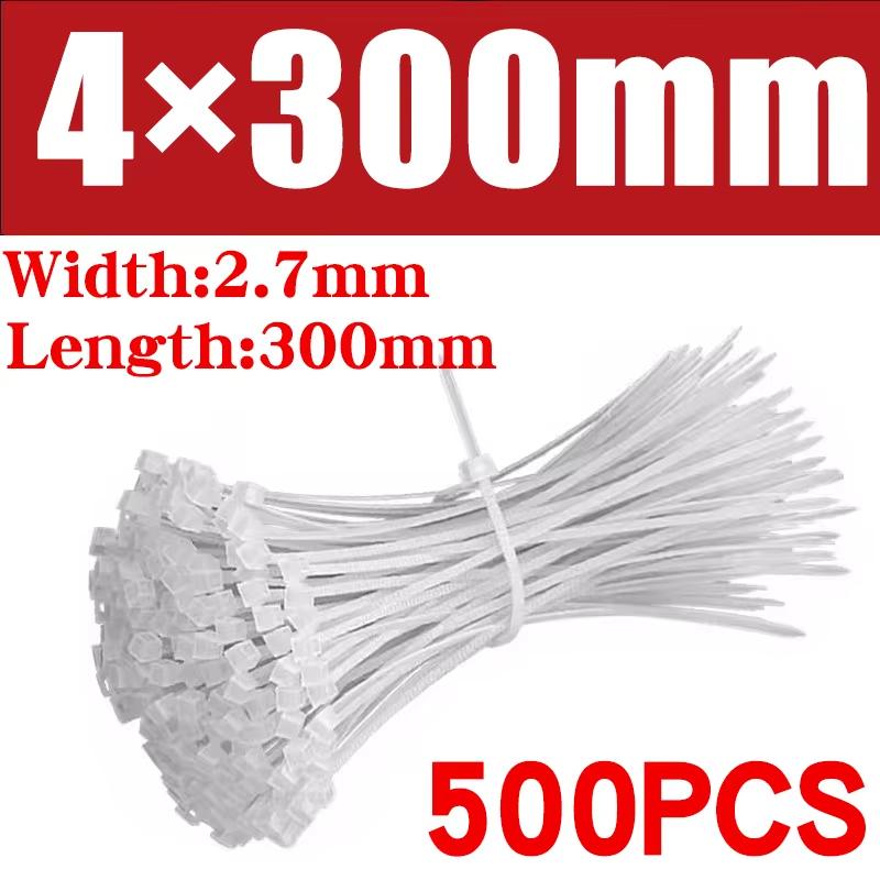 500/1000 Teile/beutel Selbstsichernder Nylon-Kabelbinder aus Kunststoff, weiße Reißverschluss-Wraps, Nylon-Kabelbinder-Set, Befestigungsring, Schlaufe, Drahtwicklung