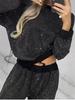 Starry Sky Baby Breath Long-Sleeve Loose Top & Wide-Leg Drawstring Pants Set