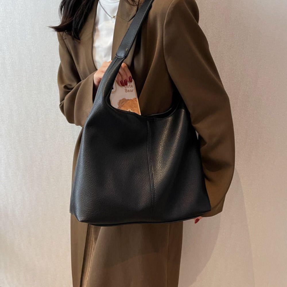 Tote Bag Large Capacity Handbag Korean Style Underarm Packs Casual Lichee Pattern Tote Bag Women