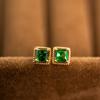 Huitan Gold Color Princess Green Cubic Zirconia Stud Earrings for Women New Temperament Wedding Earrings Fashion Luxury Jewelry