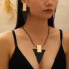 Women's Geometric Inverted Triangle Pendant Necklace & Stud Earrings Set