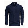 Soft and Comfortable Men's Collar Pocket Solid Color Button Up Cardigan Long Sleeved Linen Top Suitable for Daily Leisure