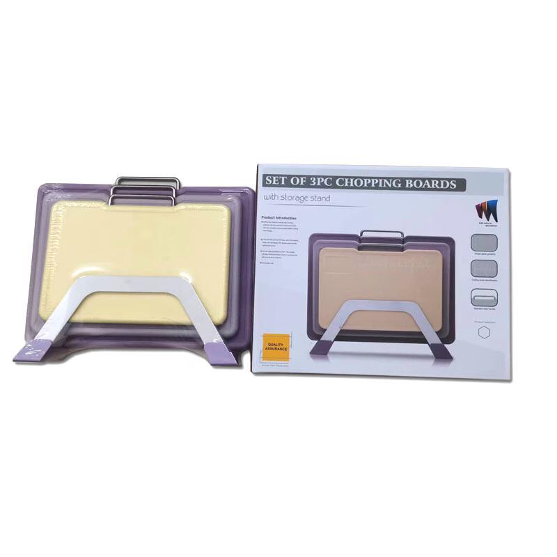 

Wutuo 3-Piece Classified Plastic Cutting Board Set with Steel Storage