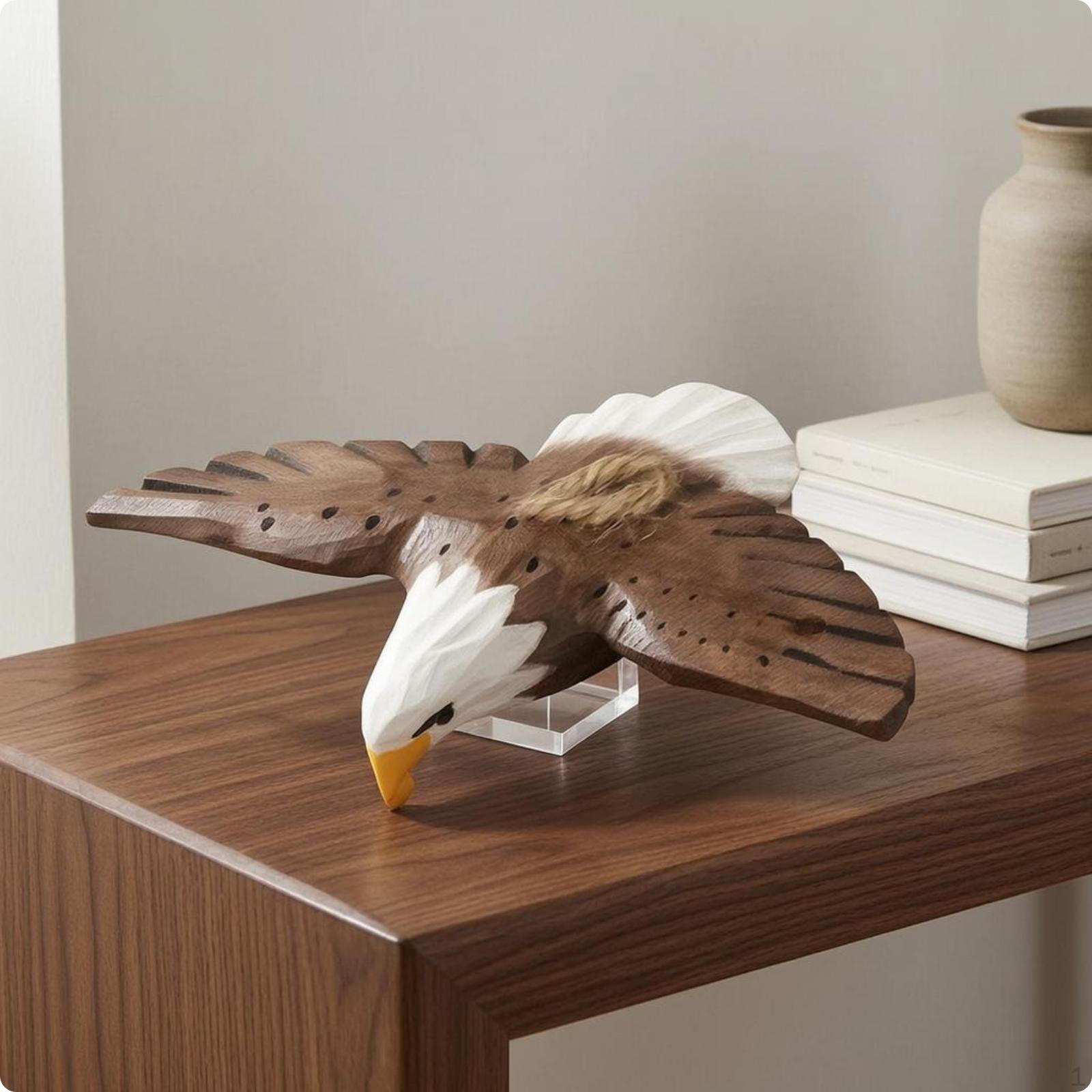 Hand Carved Wooden Avian Bird Ornament Handmade Hanging Figurine for Display Small
