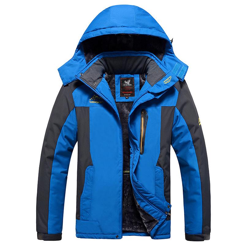 Men's Plus Size Winter Waterproof Windproof Mountaineering Jacket with Velvet Lining