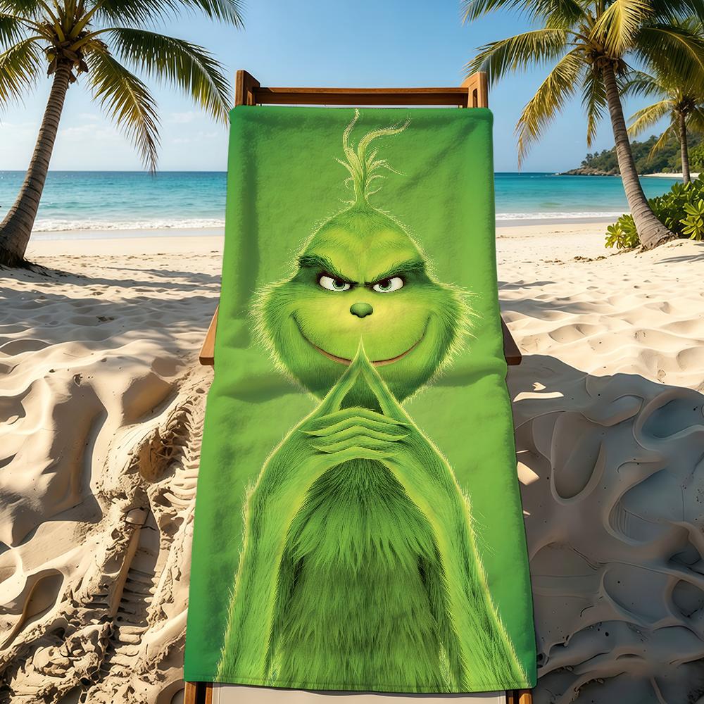Towel For Outdoor Camping G-Grinch-Es Beach Towel Movie Super Absorbent Quick-Drying Classic Cartoon Summer Towel