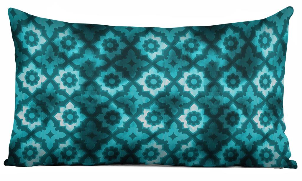 Vargottam Square Pillow Cover - Decorative Pillow Covers  12x12 Inches,  Printed  Teal Blue  Theme  Pillowcase,