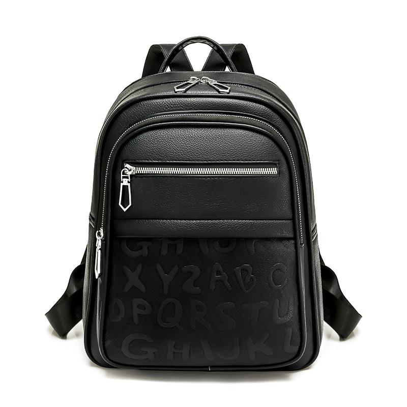 PU Backpack College Style Schoolbag Women s Backpack чёрный