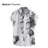 Men Shirt Ink Painting Single-breasted Summer Hawaiian Turndown Collar Top for Party
