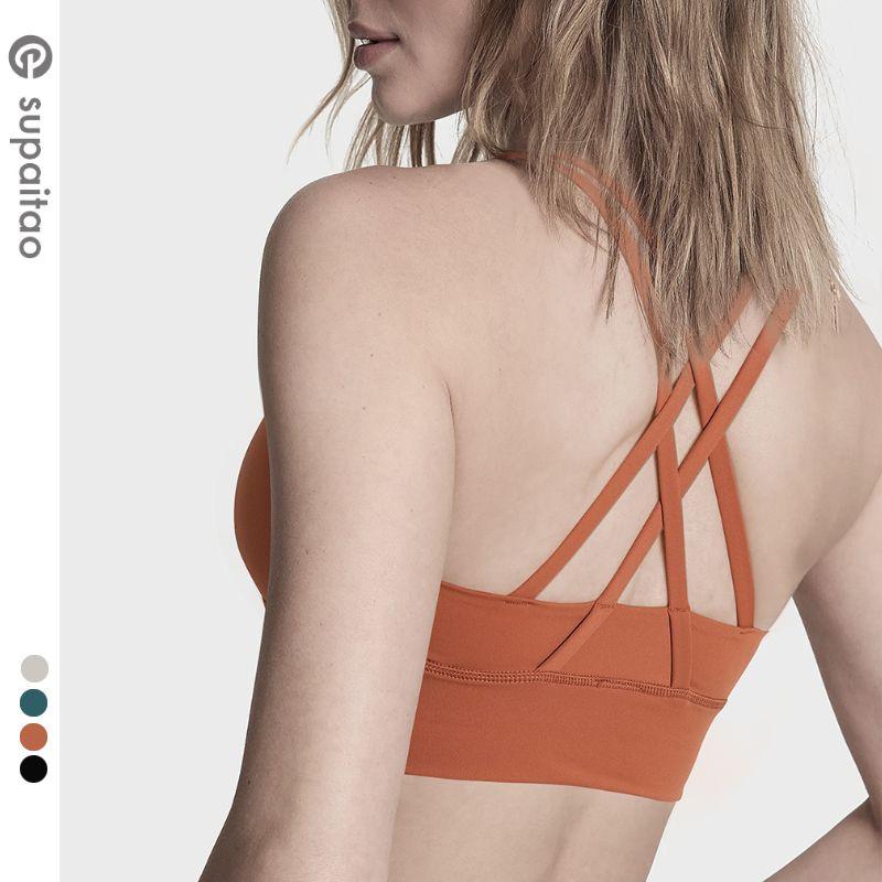

Supai Taomei Back Yoga Vest Bubble Wrap Push up Sports Bra Quick-Drying Inner Wear Workout Bra Running Pilates L/8 Dark Orange