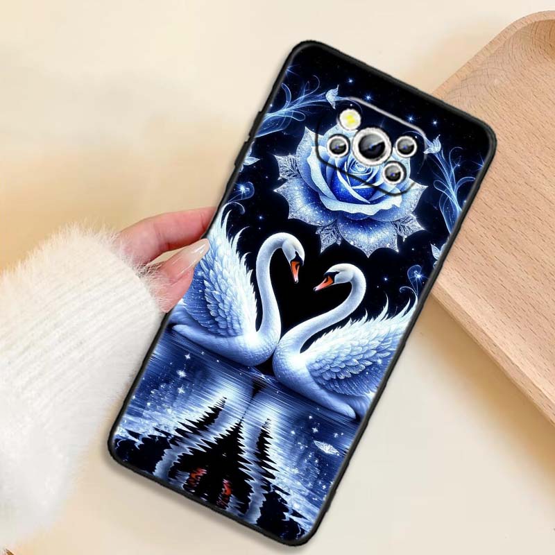 Cartoon Anime Duck Pattern For Xiaomi Mi Poco F3 F4 F5 F6 X3 X4 X5 X6 X7 M3 M4 M5 M6 M7 GT Pro 5G Black Phone Case