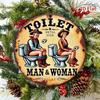 Vintage Western Toilet Sign Metal Wall Poster, Man Woman Figure for Bathroom