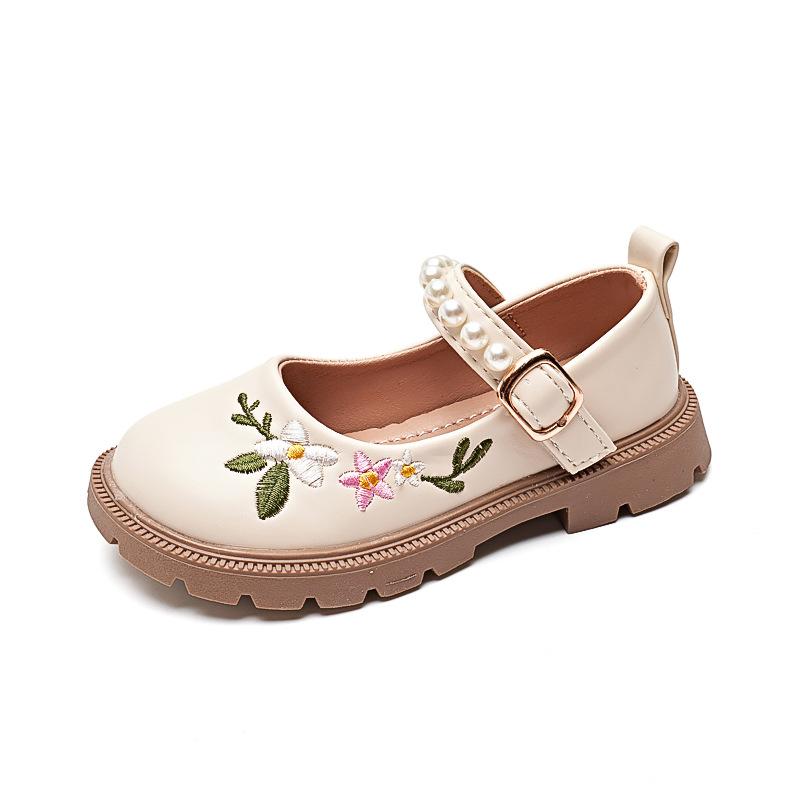Girls Embroidery Princess Shoes Spring and Autumn Soft Bottom Children's Baby Leather Shoes Little Girl Shallow Mouth Shoes