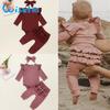 3PCS Infant Baby Girls Outfits Newborn Ruffled T-Shirt Romper Bodysuit + Pant + Headband Clothes Set Long Sleeve Fall Winter Clothing Suits