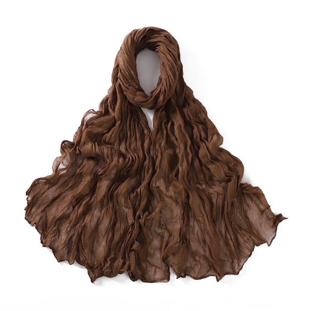 Autumn New Crumpled Scarf For Women Girls Students Solid Color Cotton Voile Thin Scarves Soft Knitting Shawl Female Wrap Shawls
