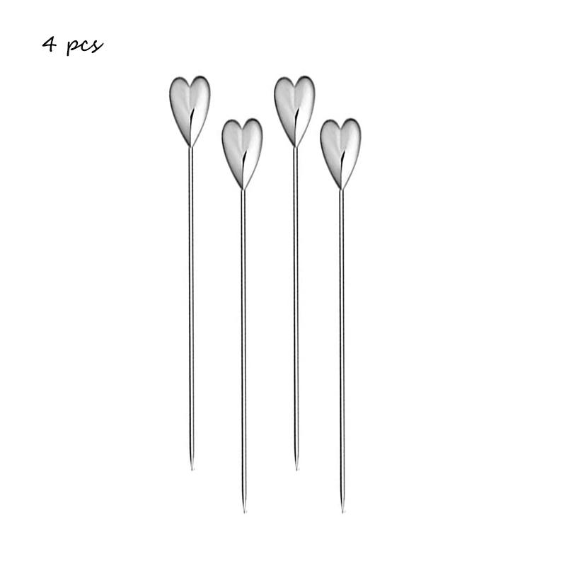 Stainless Steel Fruit Sticks Cocktail Pick Bar Tools Drink Stirring Sticks Martini Picks Party Wedding Wine Accessories