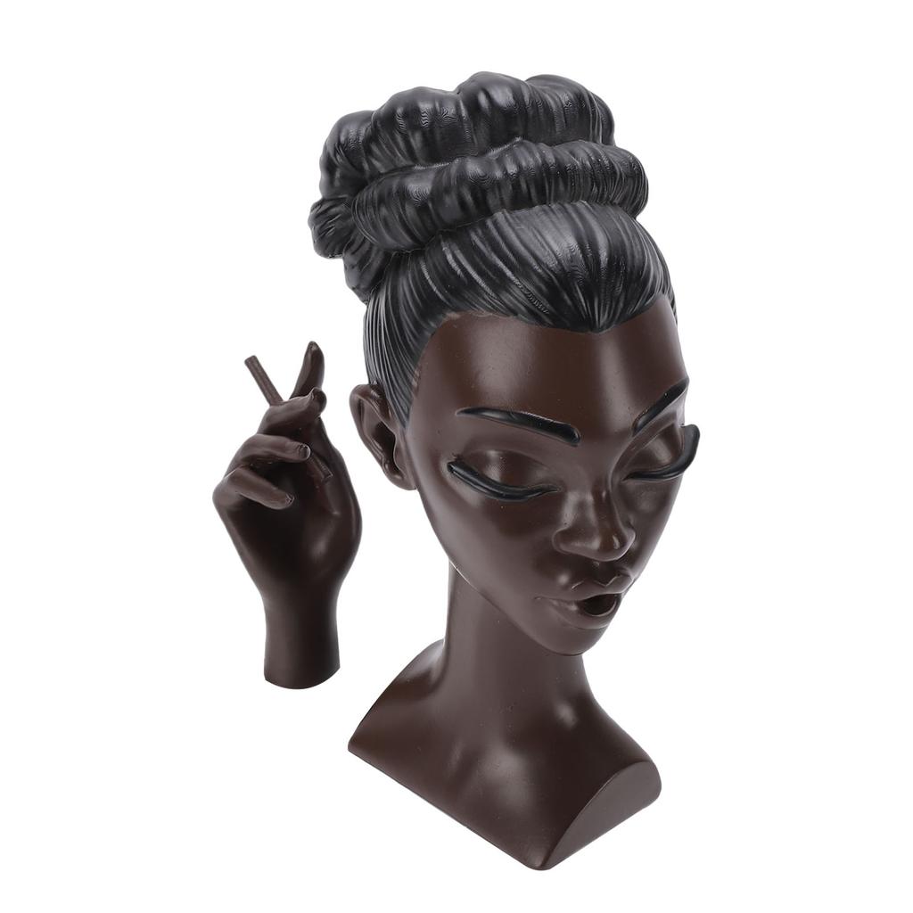 Head Scents Holder Funny Elegant Black Women Head Shaped Resin Home Office Desk Decor for Incense