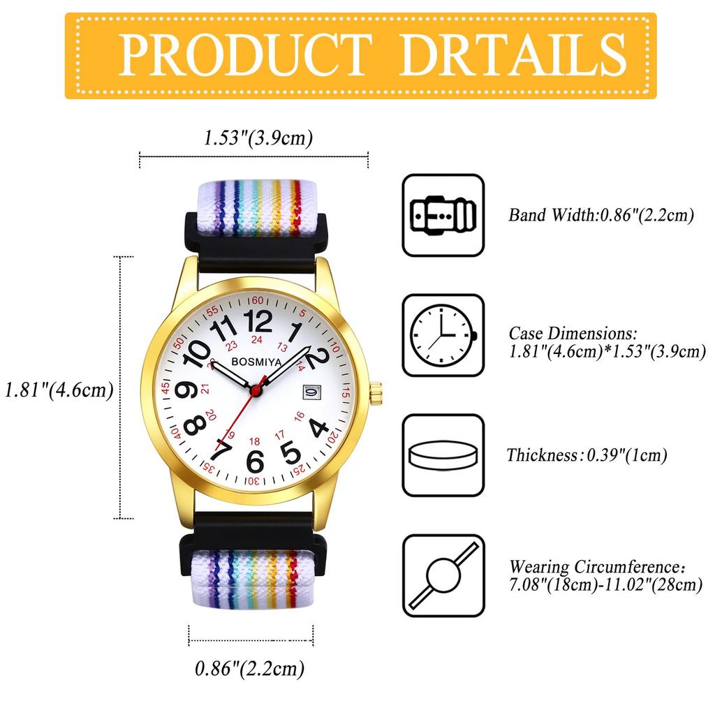 Waterproof Braided Watch with Date Adjustable Quartz Analog Arabic Perfect for and Casual Perfect for and More Men's Window, Length Display, 24-Hour