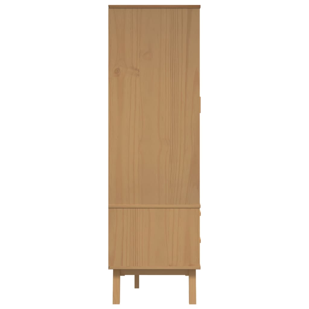 OLDEN Kleiderschrank Grau & Braun 76,5 x 53 x 172 cm Massivholz Kiefer
