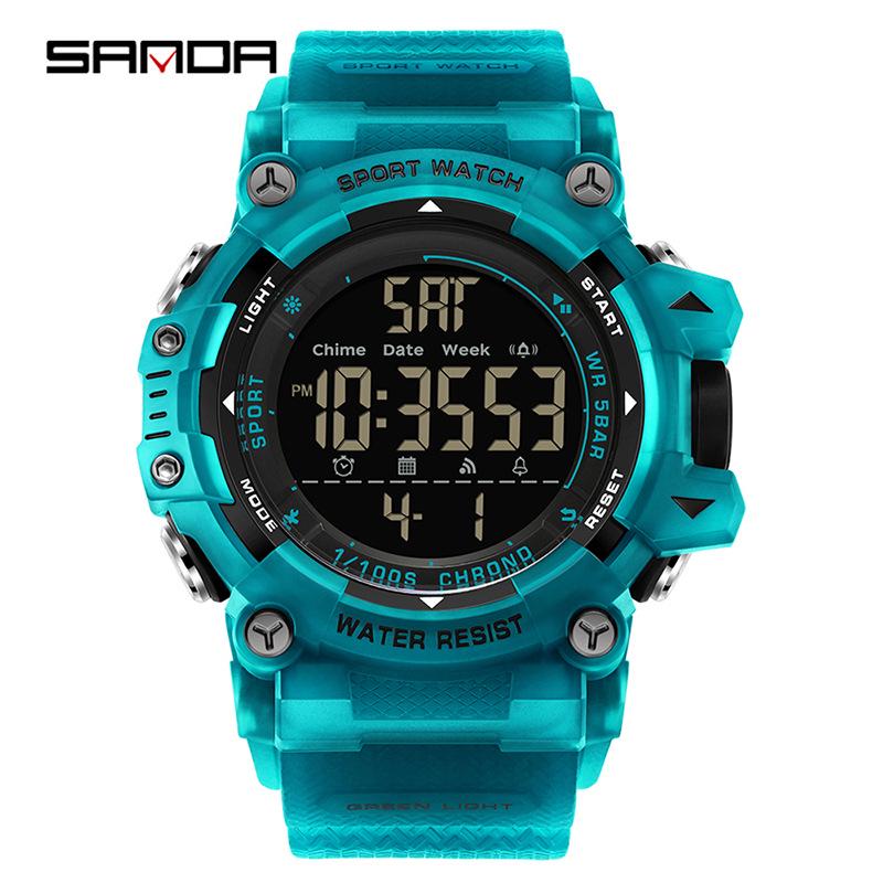 Sanda Multifunktionale Wasserdichte Sportuhr mit Alarm & Modischer Einzelanzeige für Studenten.
