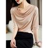 New Summer Mid-sleeve Style Half-sleeved Pile Collar T-shirt Feminine Fashionable and Age-reducing Top for Women