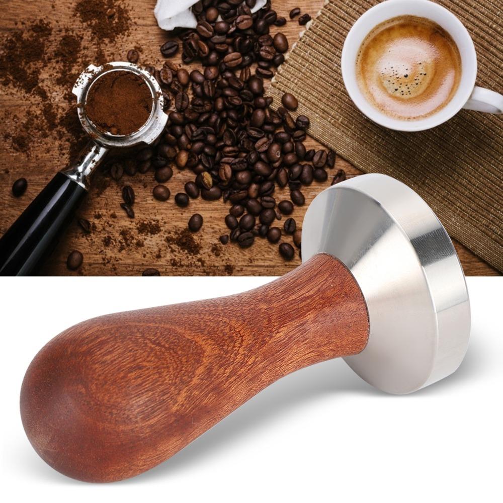 Wooden Handle 51mm Coffee Tamper Flat Bottom Coffee Powder Pressing Tool Coffee Making