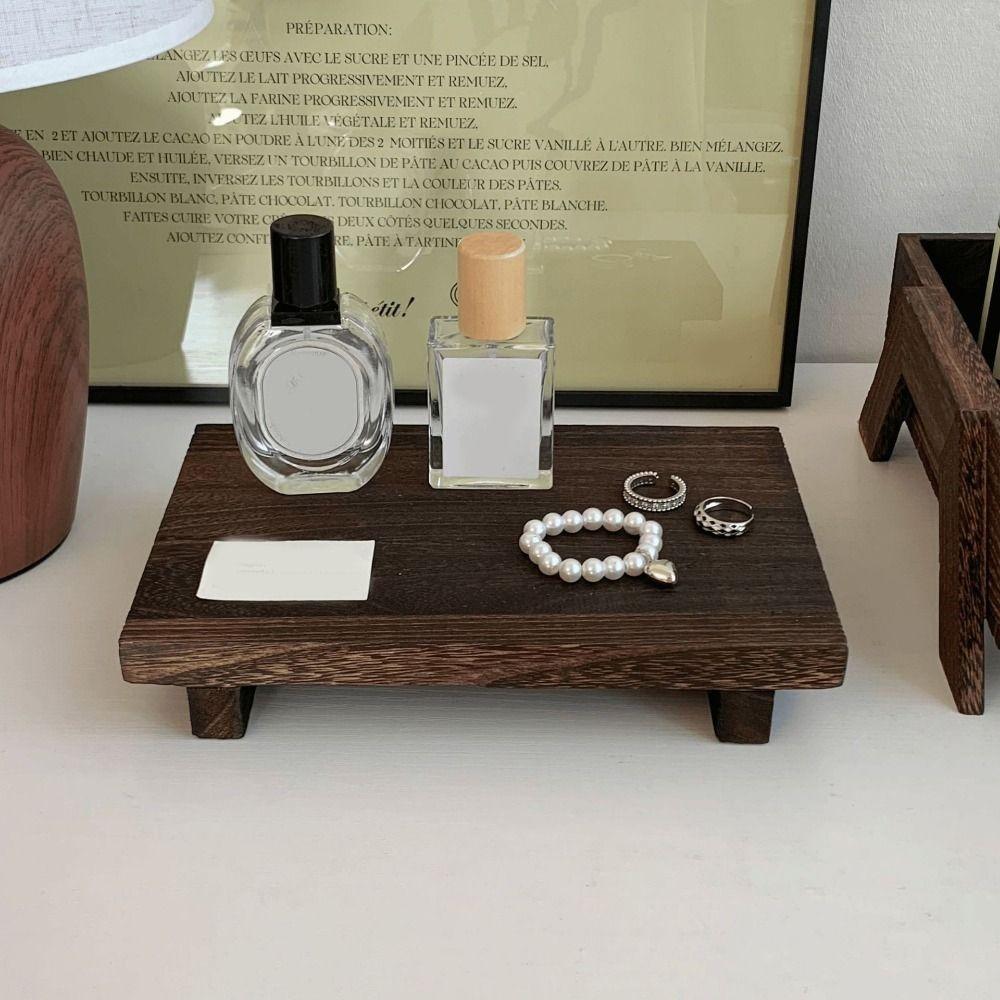 Large Capacity Jewelry Storage Tray Wooden Figurine Display Rack Retro Key Rack Entrance