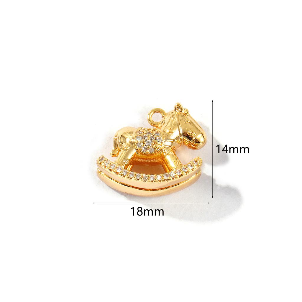 1/2 Piece 2026 New Arrival Brass Charms Gold Plated Cute Horse Animal Pendants For DIY Necklace Bracelet Jewelry Making Findings