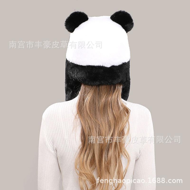 Women S Winter Panda Faux Fur Trapper Hat Warm Ear Flap Cute Plush Ski Cap