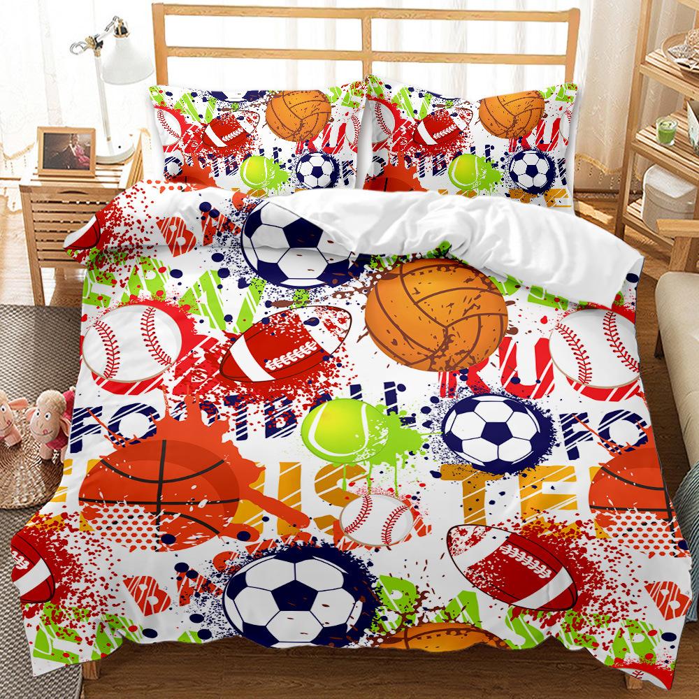 Sports Football Kit Three-Piece Quilt Cover Wish Bedding
