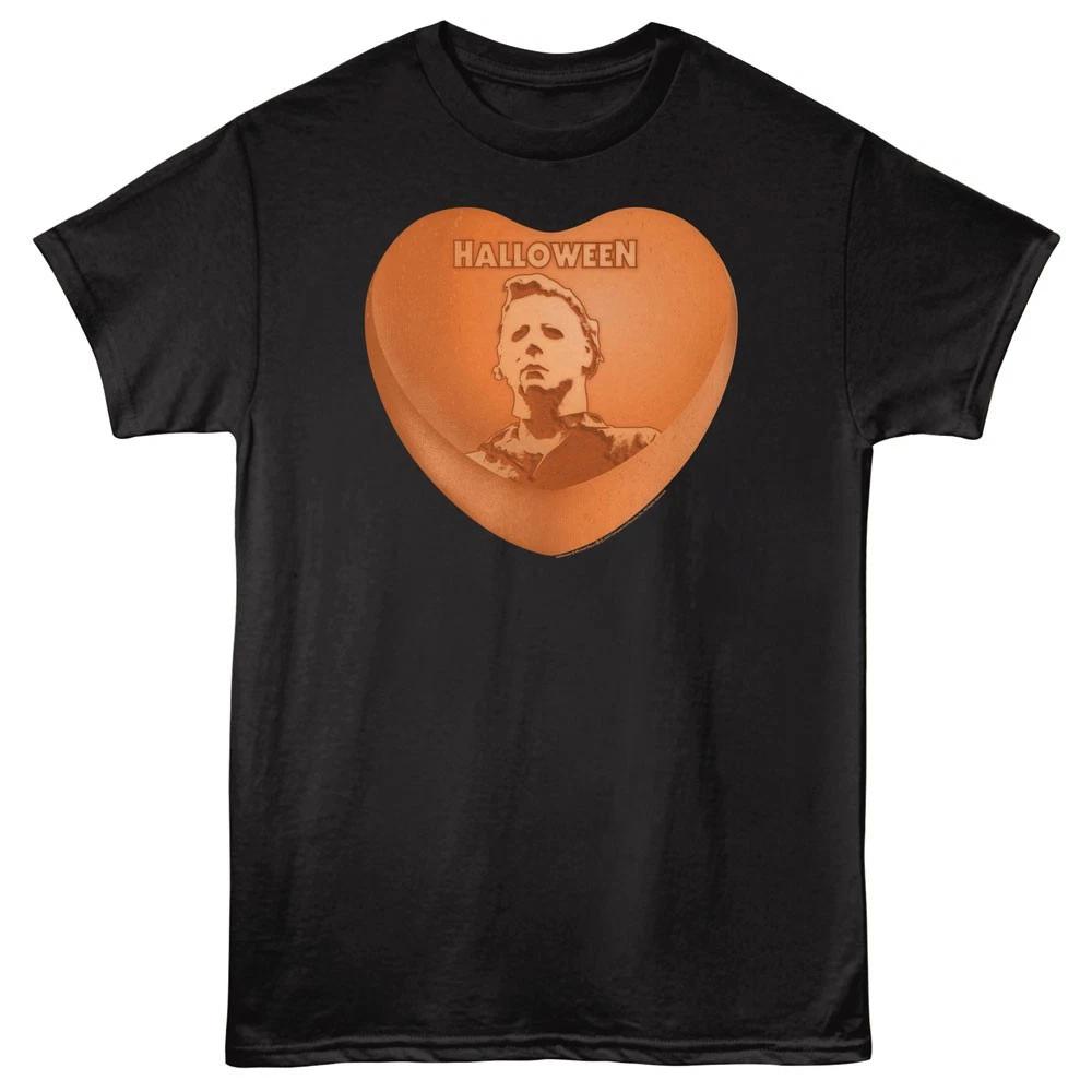 Halloween Movie Pumpkin Orange Heart Michael Myers Bust Men s T Shirt M
