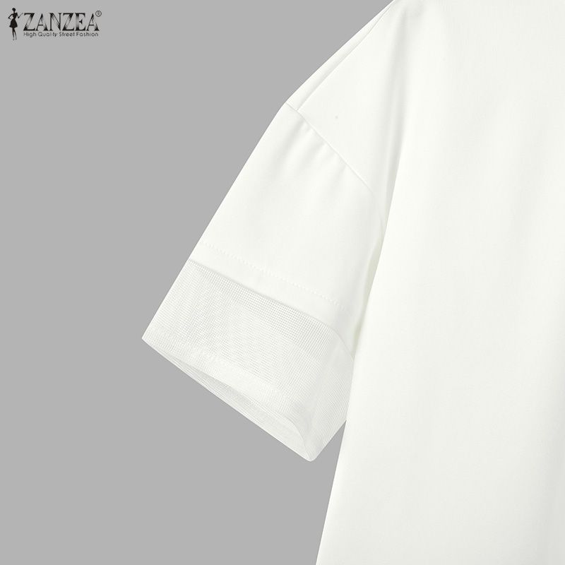 ZANZEA Women Casual Round Neck Summer Half Sleeve T-Shirts